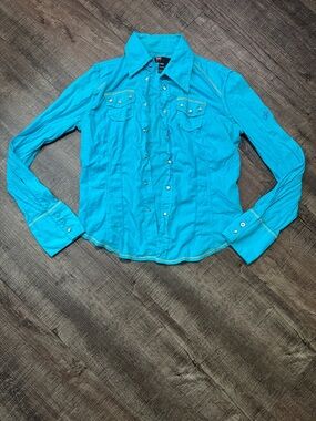Diesel Turquoise Blue Button-Up Western Shirt